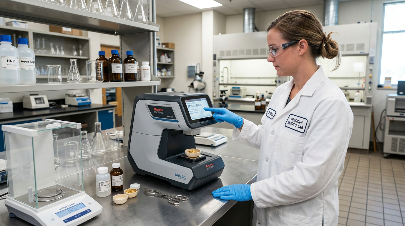 Desktop XRF analyzer in refining laboratory