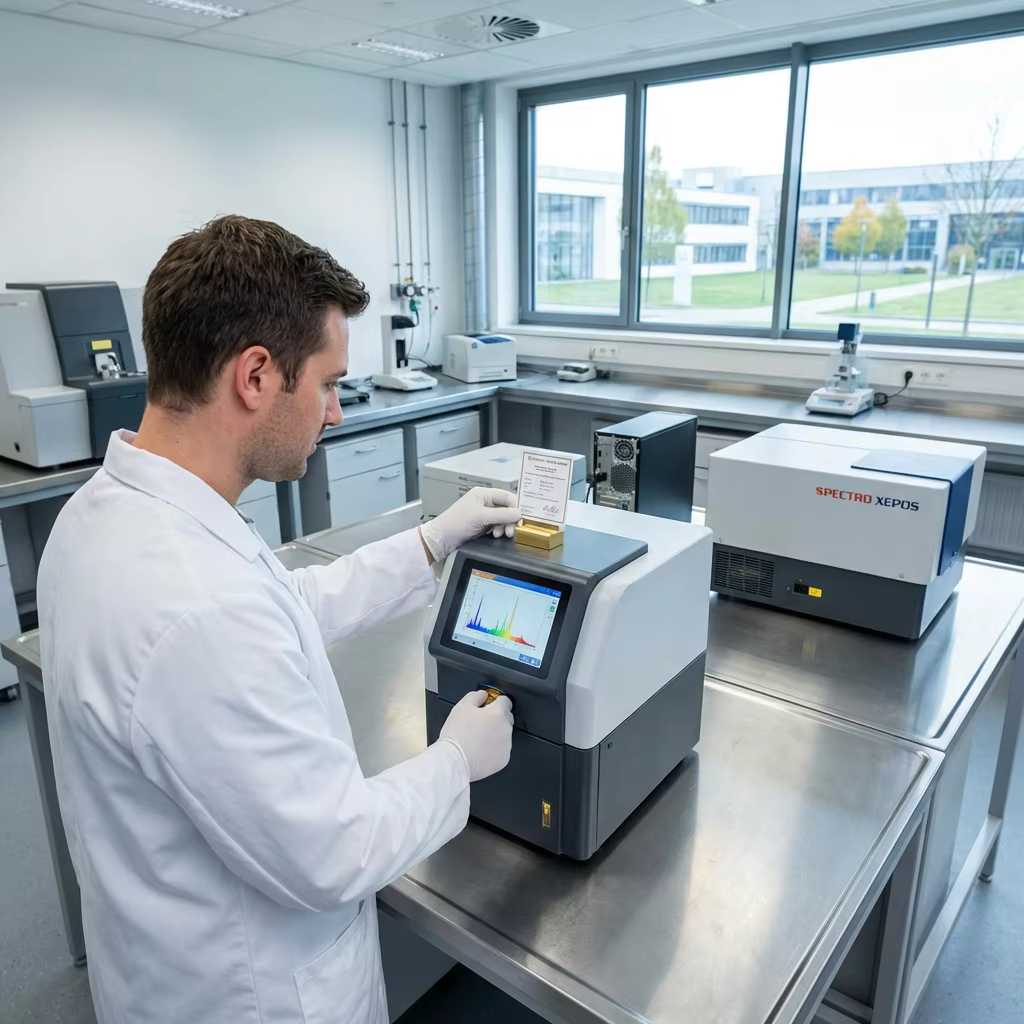 Professional technician calibrating an XRF analyzer