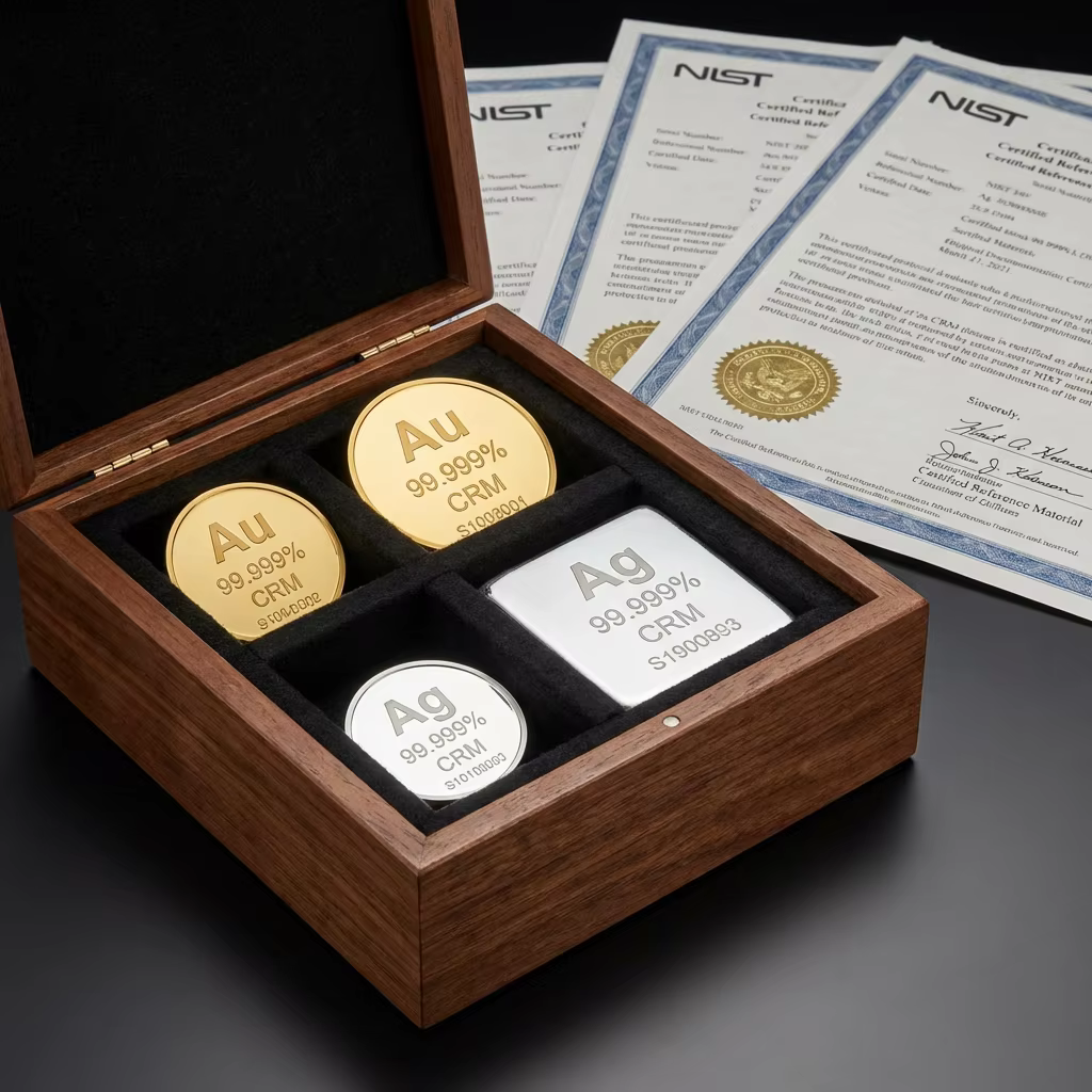 Certified gold and silver reference standards