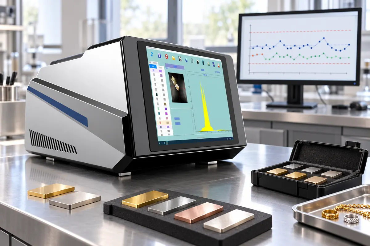 WM9800 XRF analyzer with a monitor sample and control chart in a quality-control laboratory